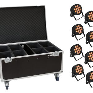 EUROLITE Set 8x LED IP PAR 12x9W SCL Spot + Case with wheels
